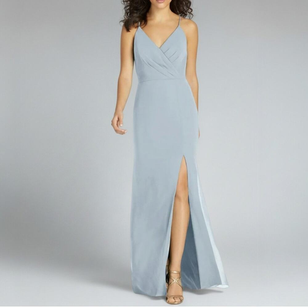 Thread Formal Maxi Dress Blue Wrap Front Slit Chiffon Women's Size 8R NWTF